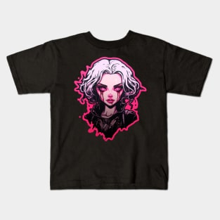 Goth Girl Pink Lipstick Kids T-Shirt